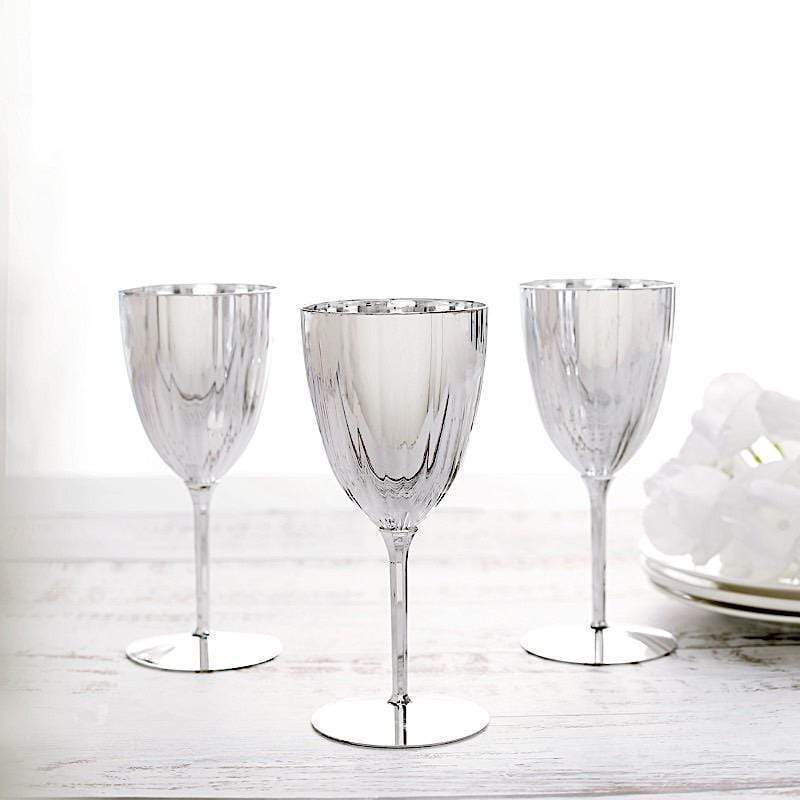 6 pcs 8 oz Metallic Premium Disposable Plastic Wine Glasses