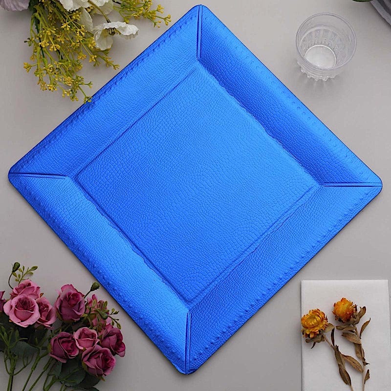 10 Square 13 in Disposable Cardboard Paper Charger Plates Leather Like Design