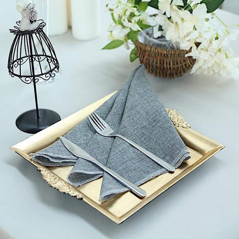 2 pcs 10x10 in Square Charger Plates with Decorative Embossed Rim
