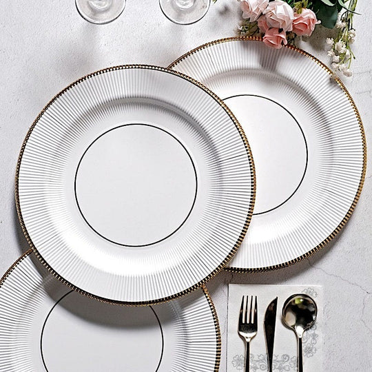 25 pcs 13 in Round Disposable Paper Charger Plates with Metallic Trim