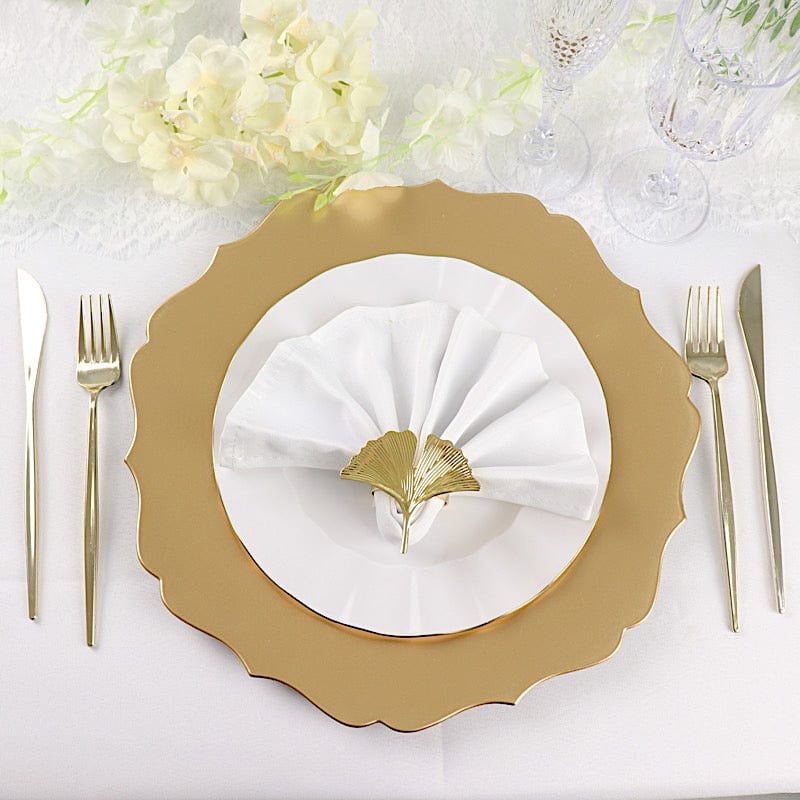 6 Metallic 13 in Round Acrylic Charger Plates with Scalloped Trim