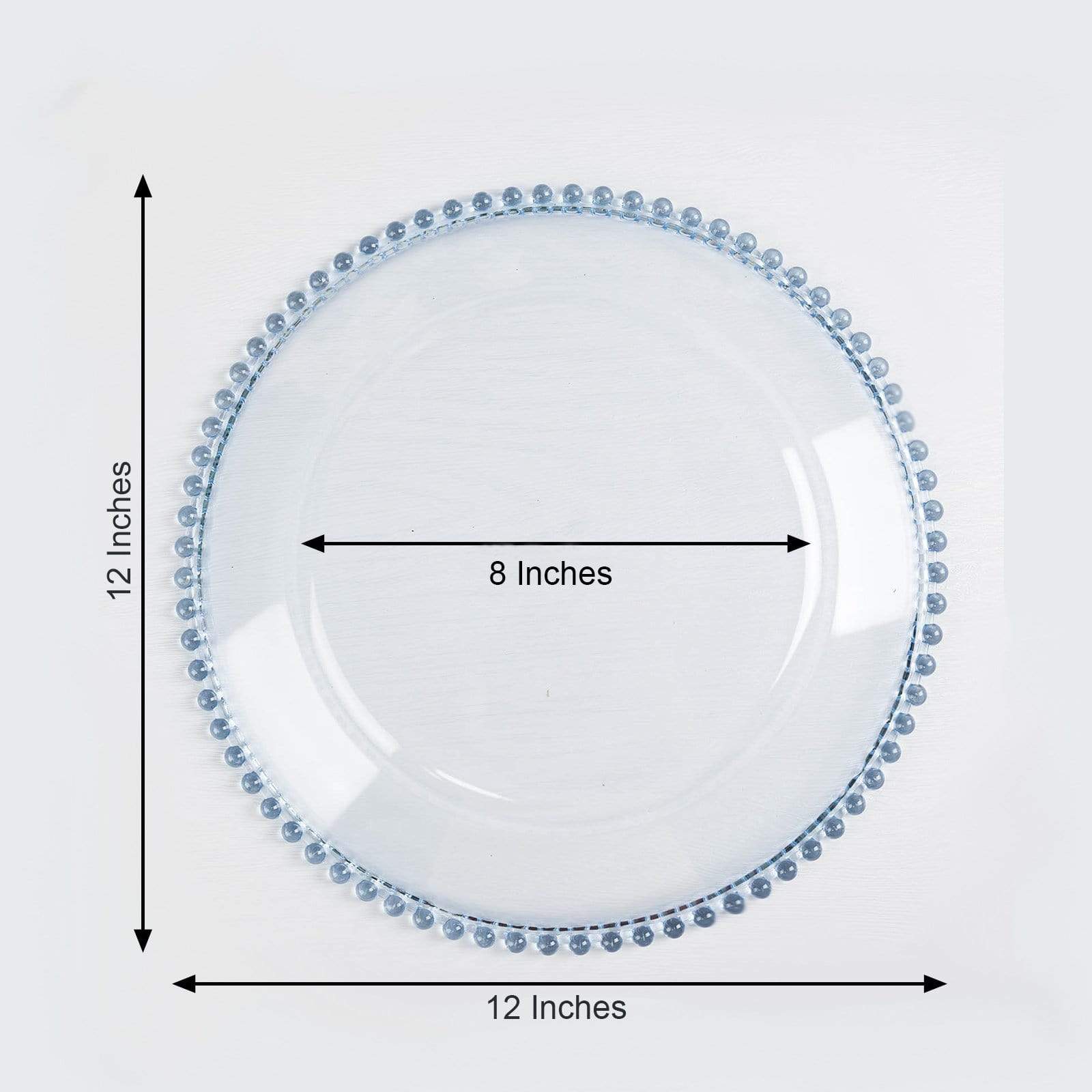 6 pcs 12 in Beaded Trim Round Acrylic Charger Plates