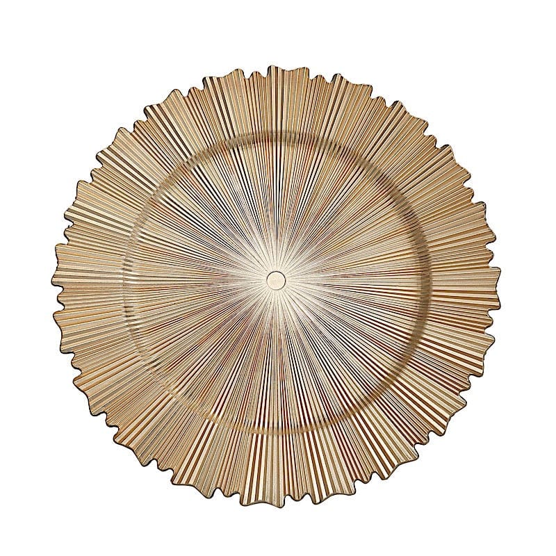 6 Metallic Gold 13 in Acrylic Round Charger Plates Sunray Design