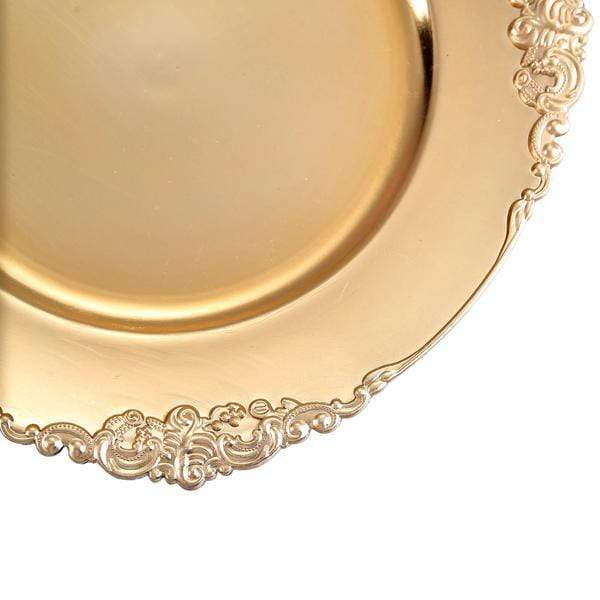 6 pcs 13 in Round Charger Plates with Decorative Embossed Rim