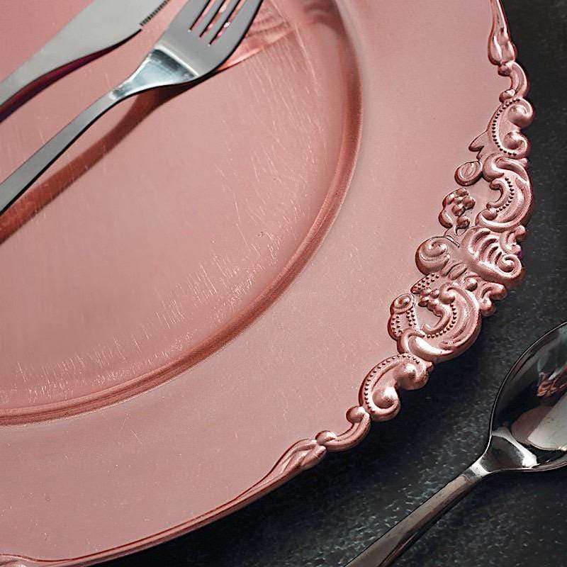 6 pcs 13 in Round Charger Plates with Decorative Embossed Rim