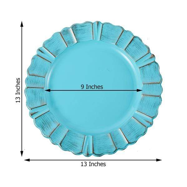 6 pcs 13 in Round Scalloped Trim Plastic Charger Plates