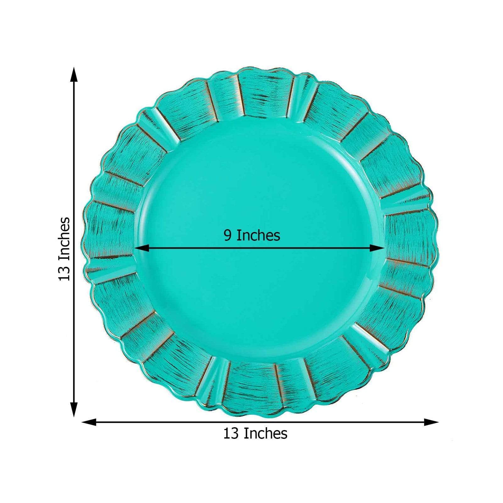 6 pcs 13 in Round Scalloped Trim Plastic Charger Plates