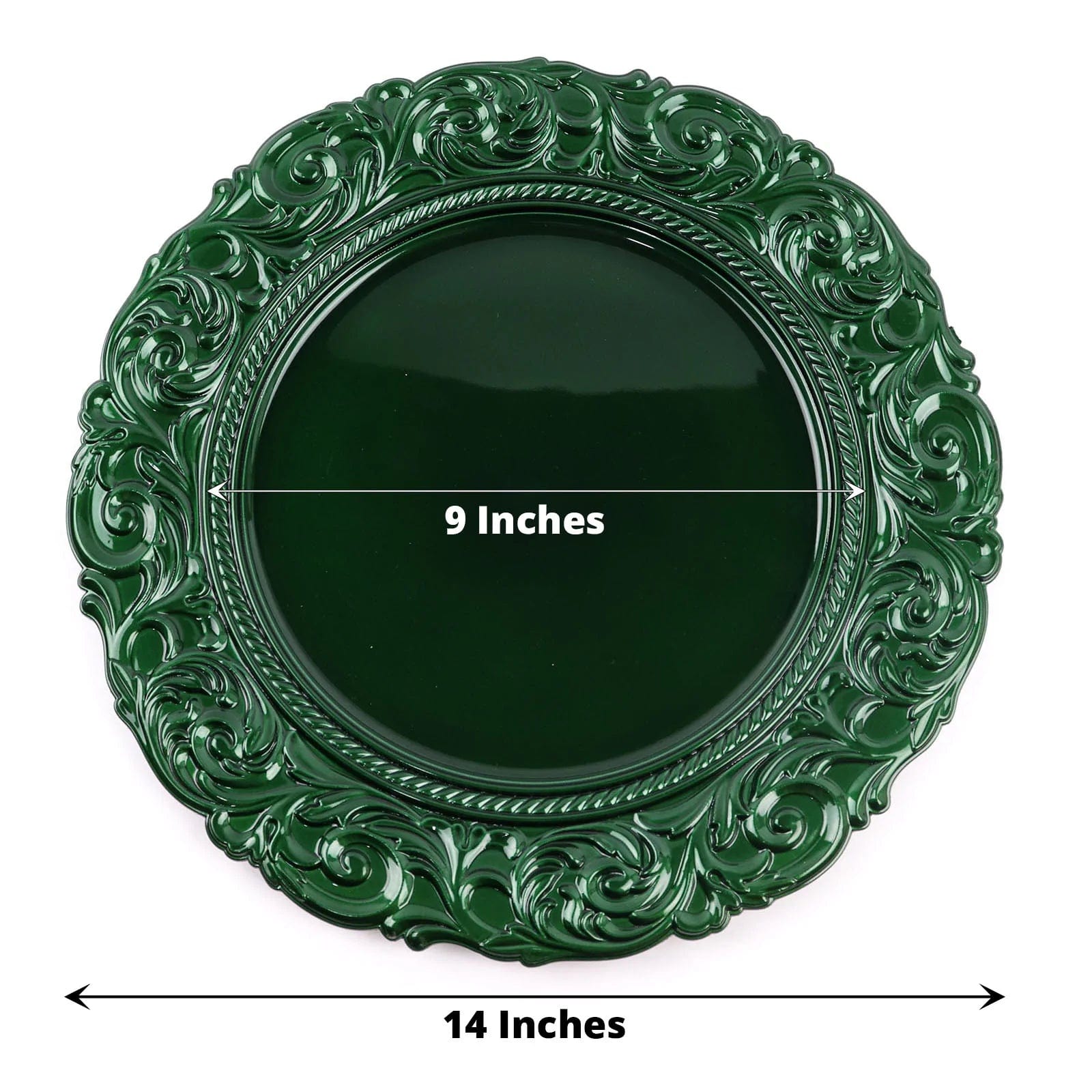 6 pcs 14 in Metallic Round Baroque Plastic Charger Plates