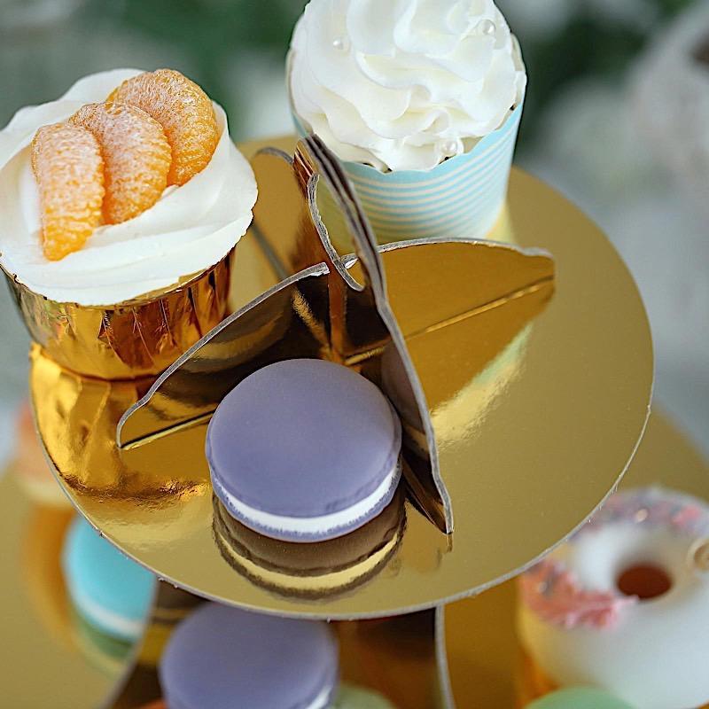 14 in tall 3 Tier Metallic Centerpiece Cake Cupcake Stand Set