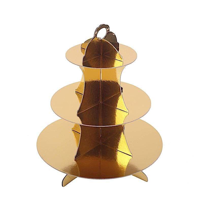 14 in tall 3 Tier Metallic Centerpiece Cake Cupcake Stand Set