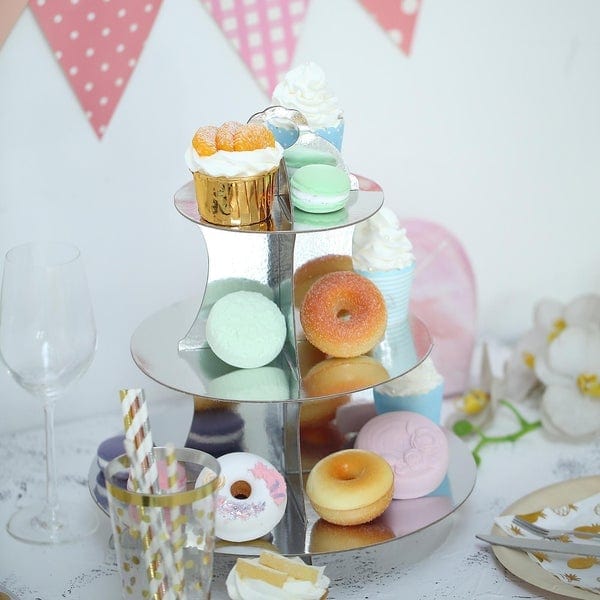 Efavormart 3-Tier Metallic Gold Cupcake Stand - 14" Tall Cardboard Dessert Display For Parties