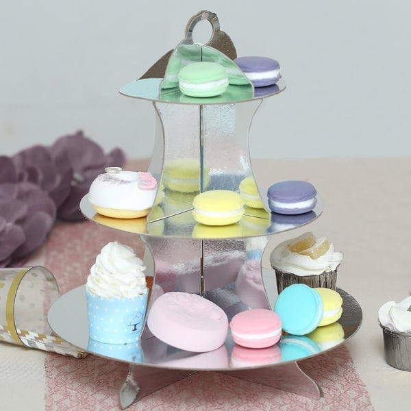 14 in tall 3 Tier Metallic Centerpiece Cake Cupcake Stand Set