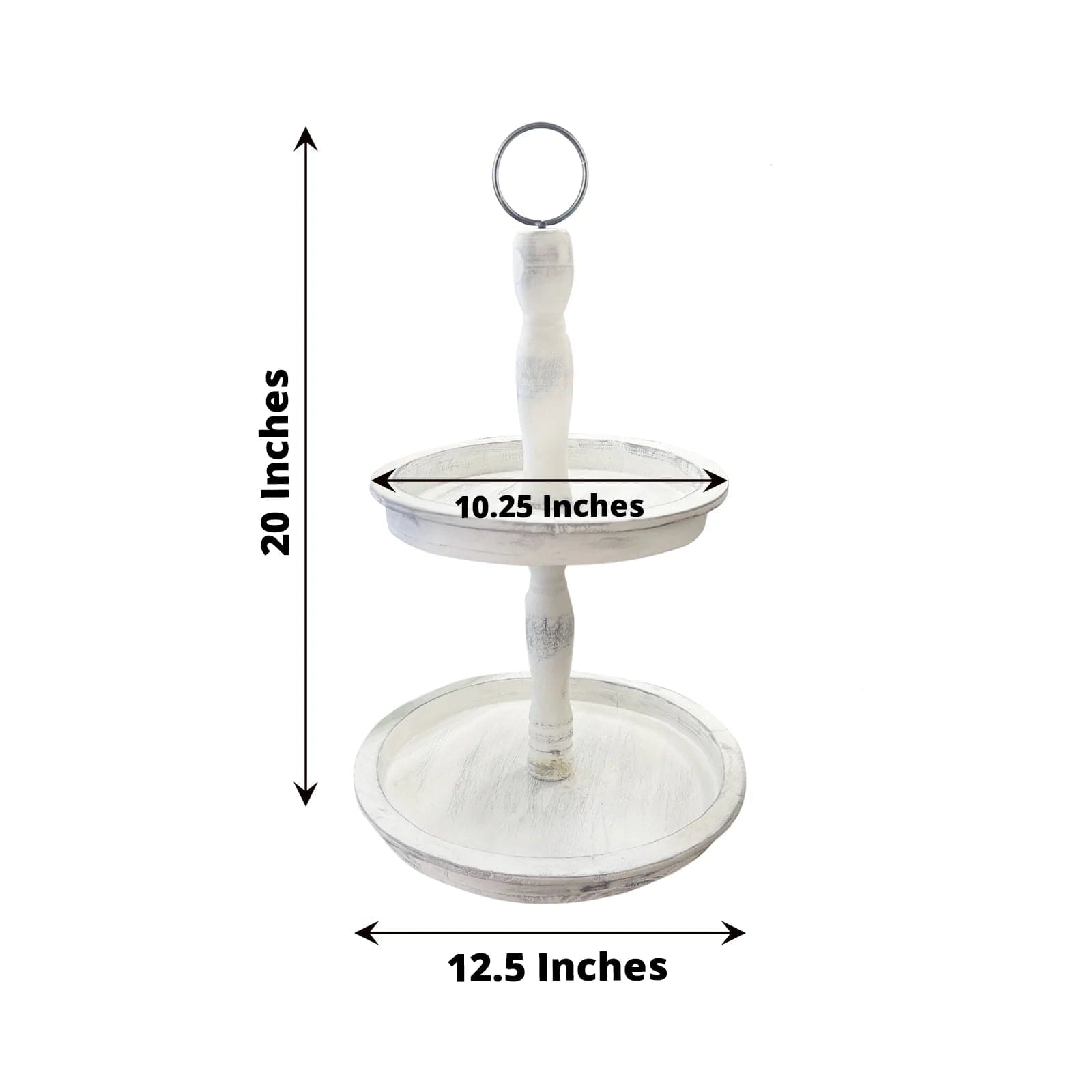 20 in 2 Tier Whitewashed Wooden Dessert Stand Cupcake Serving Tray