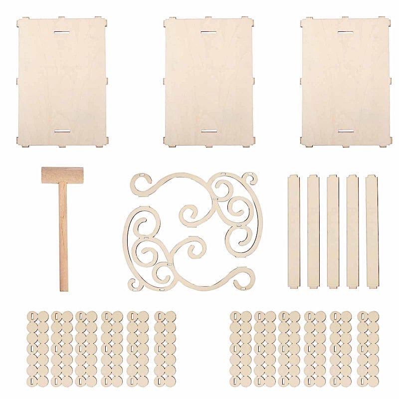 22 in Natural 3 Tier Laser Cut Rectangle Wooden Cupcake Dessert Stand