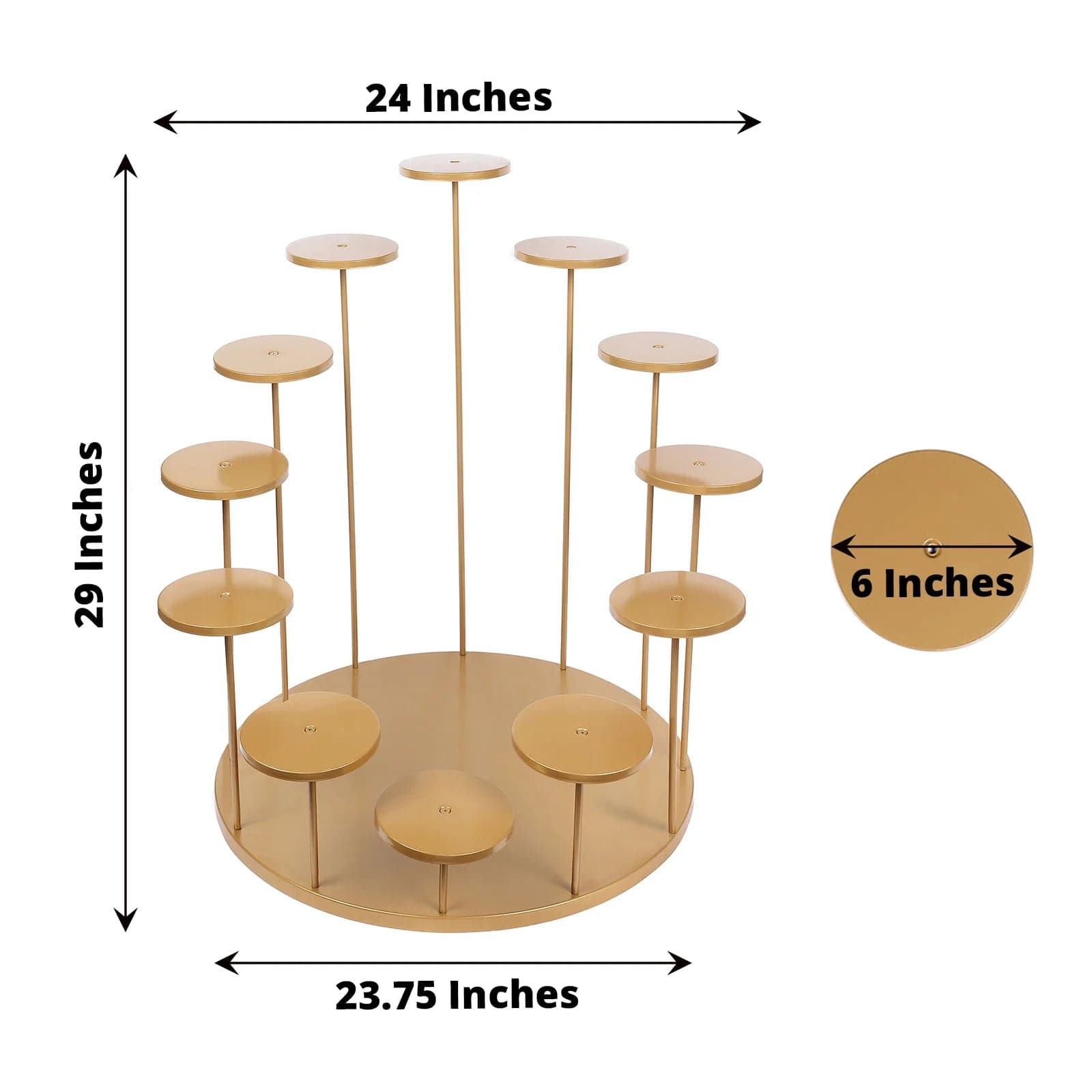 29 in Gold 12 Arm Tiered Round Metal Cupcake Holder Dessert Display Stand