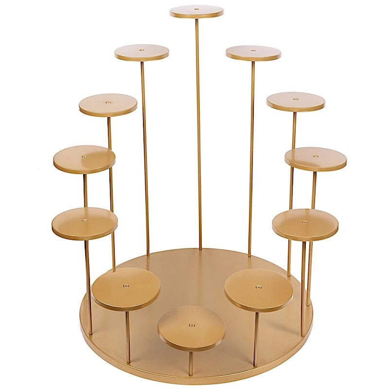 29 in Gold 12 Arm Tiered Round Metal Cupcake Holder Dessert Display Stand