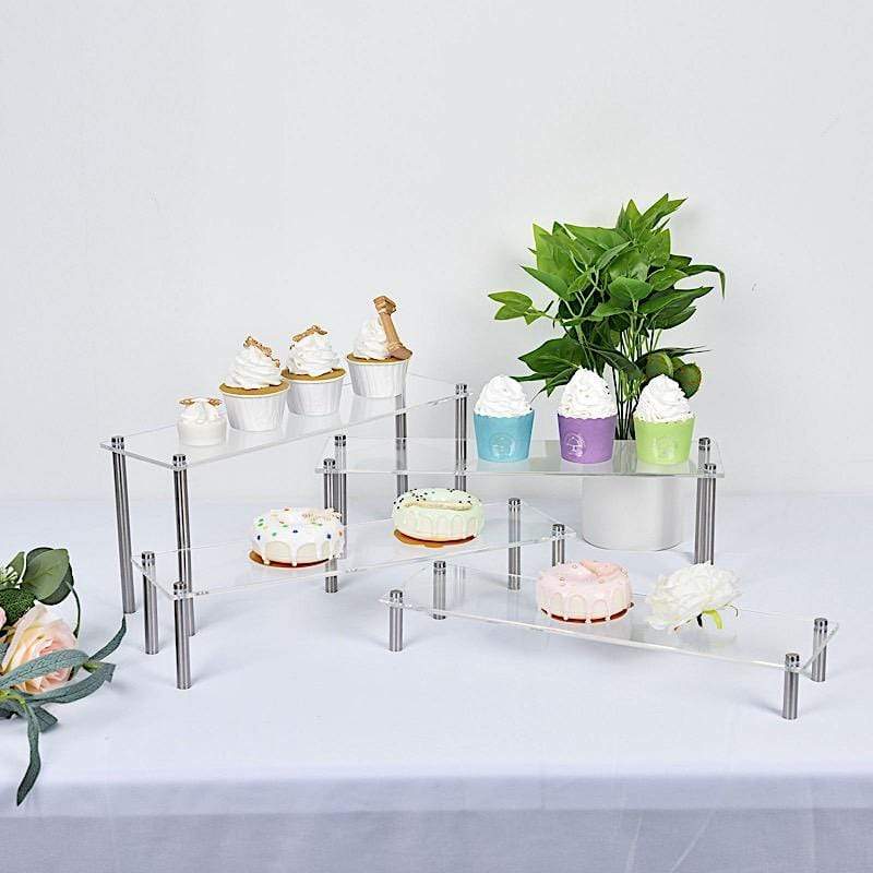 4 Acrylic Dessert Stands Cupcake Holders Display Riser