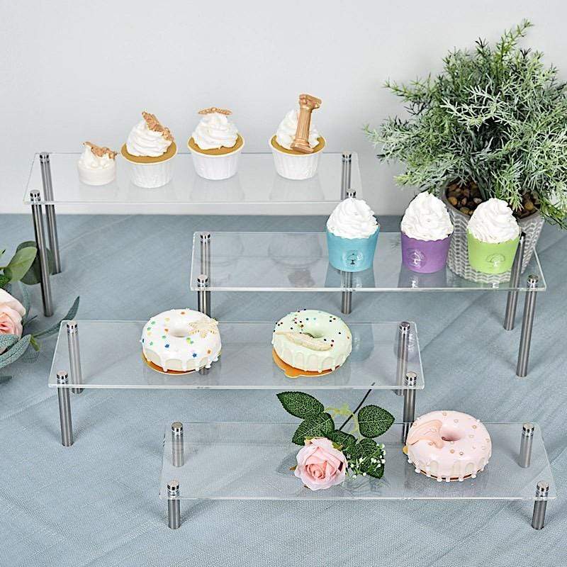 4 Acrylic Dessert Stands Cupcake Holders Display Riser