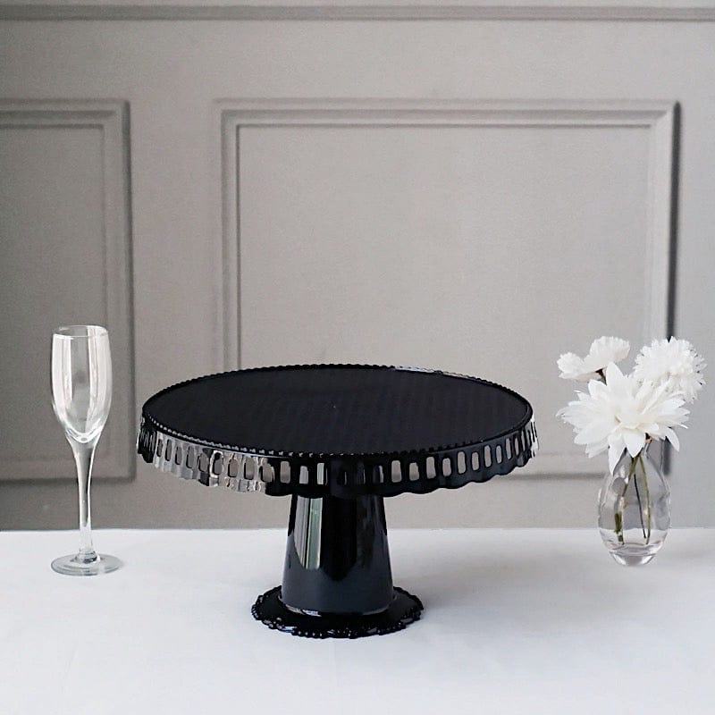 4 Round 13 in Plastic Cupcake Stands Dessert Pedestals with Scalloped Edges