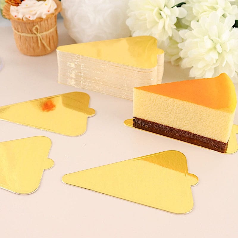 50 Gold 5 in Metallic Triangle Mini Cake Boards Disposable Dessert Trays