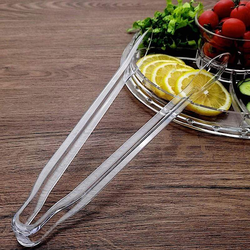 3 Clear 12 in Disposable Plastic Food Serving Tongs