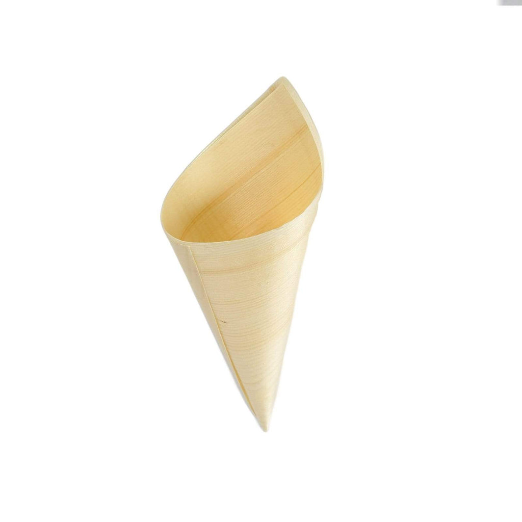 50 pcs 6 in long Natural Wooden Food Serving Cones Cups