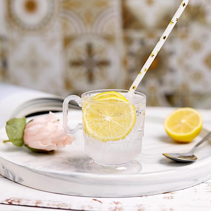 10 pcs 5 oz Clear Plastic Disposable Coffee Cups With Handle