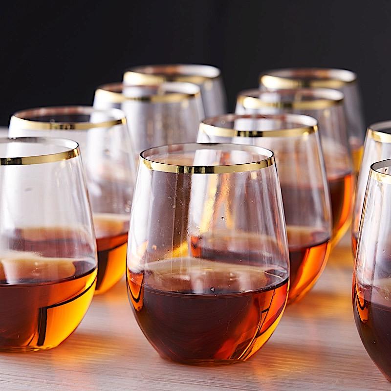 20ct Plastic Stemless Wine Glasses Gold - Spritz™