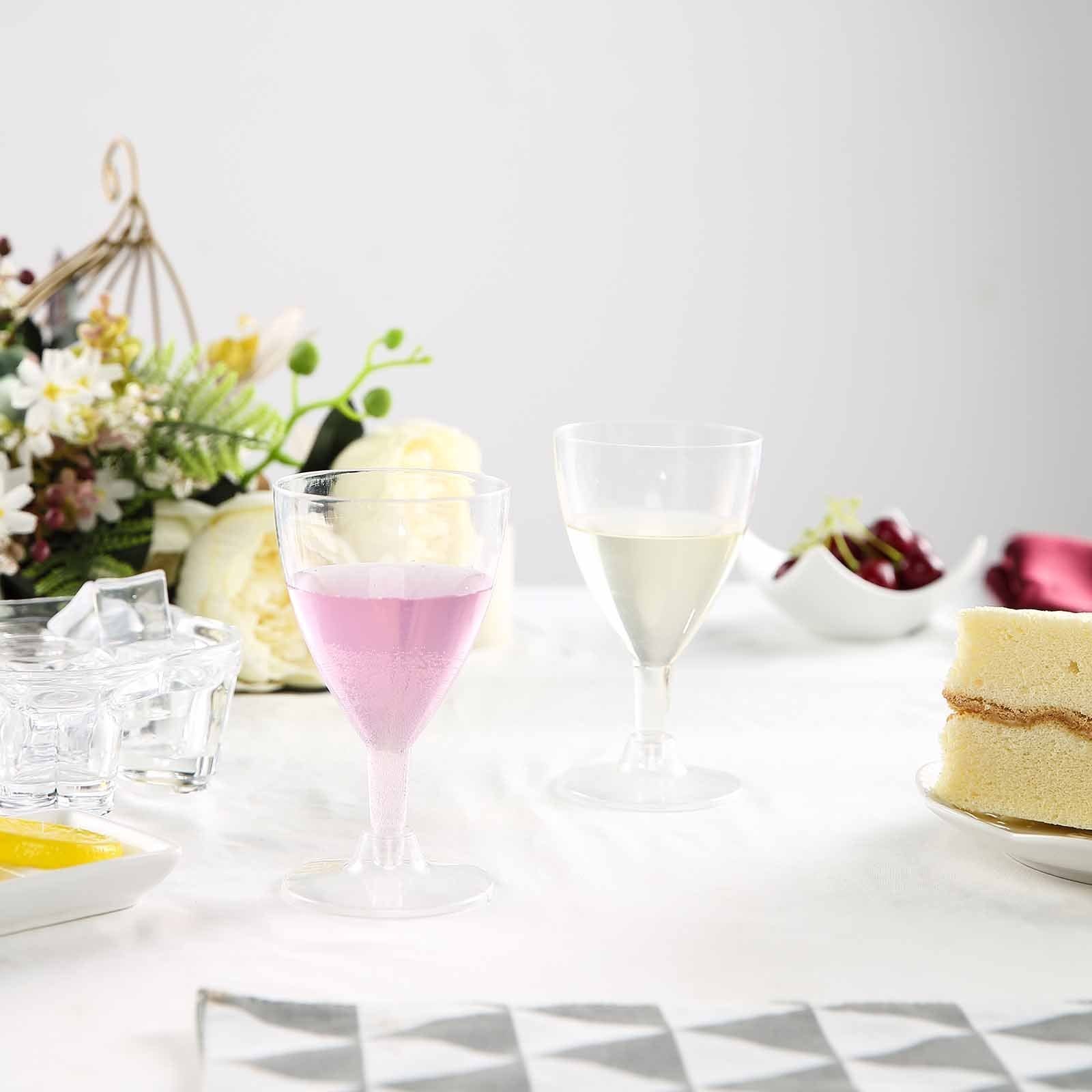 12 pcs 6 oz. Clear Classic Hollow Stem Disposable Wine Glasses