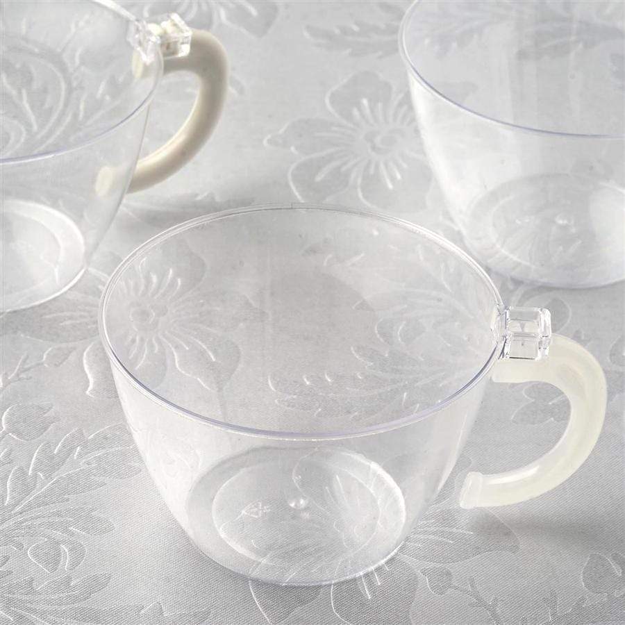 Clear Plastic Mini Espresso Cups - 2oz Square Mugs with Handle