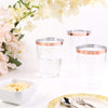 6 pcs 10 oz Clear with Rose Gold Rim Plastic Disposable Glasses
