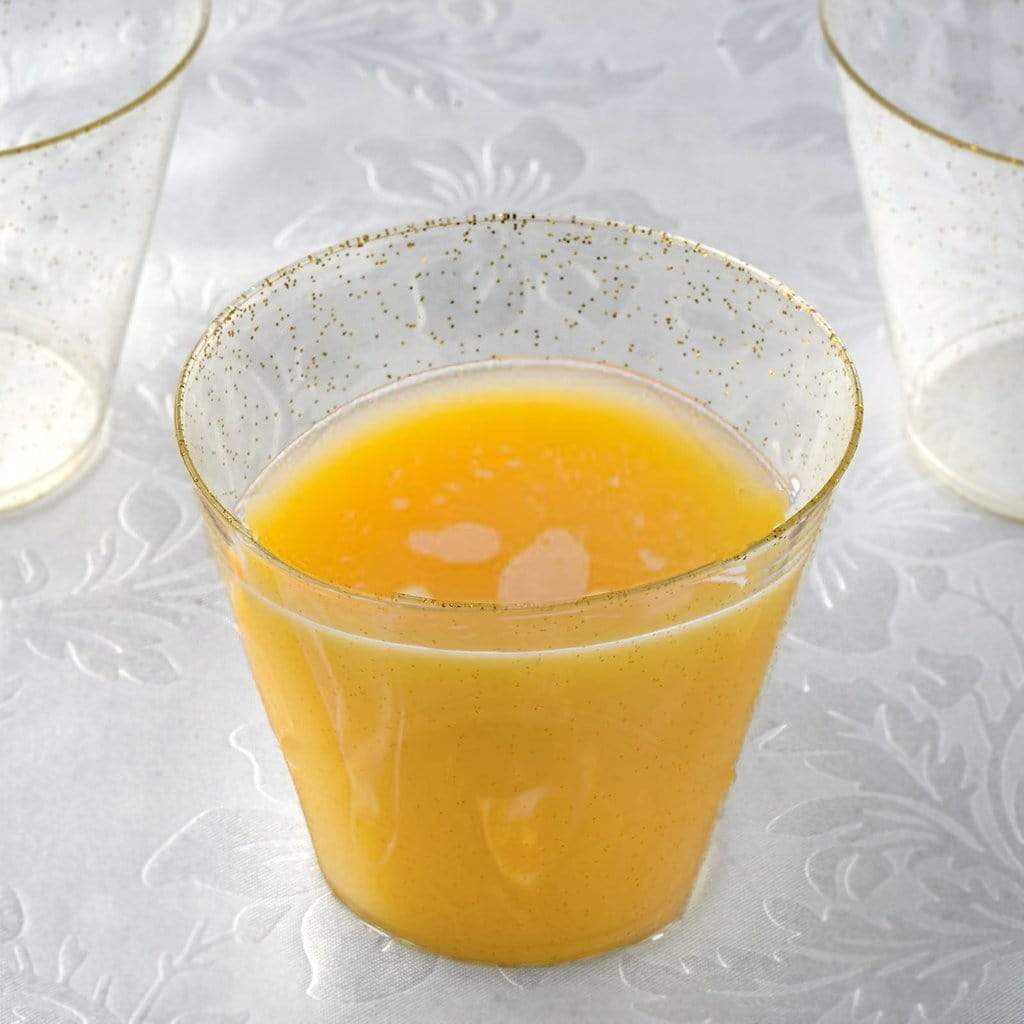 12 pcs 9 oz. Glittered Disposable Plastic Wine Cocktail Glasses