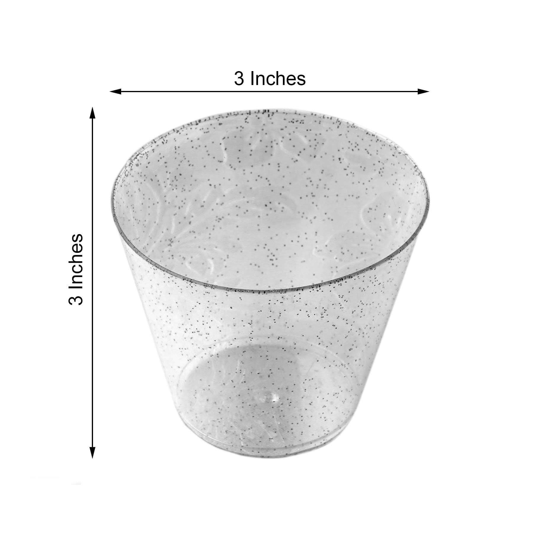 12 pcs 9 oz. Glittered Disposable Plastic Wine Cocktail Glasses