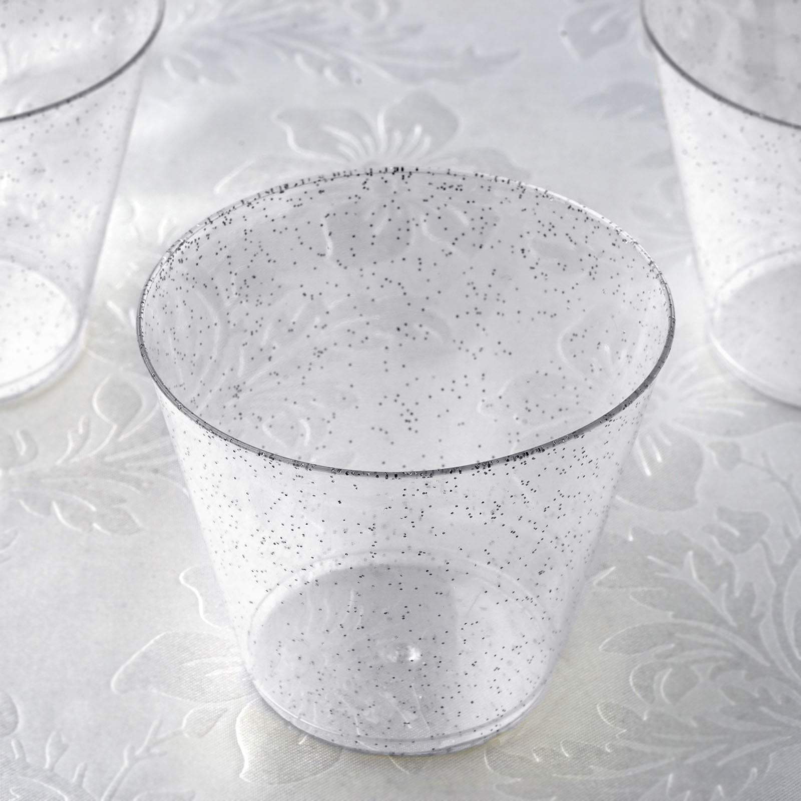 12 pcs 9 oz. Glittered Disposable Plastic Wine Cocktail Glasses