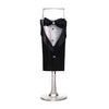 2 pcs 9 in tall Clear Wedding Glasses Dress and Tuxedo Champagne Toasting Flutes
