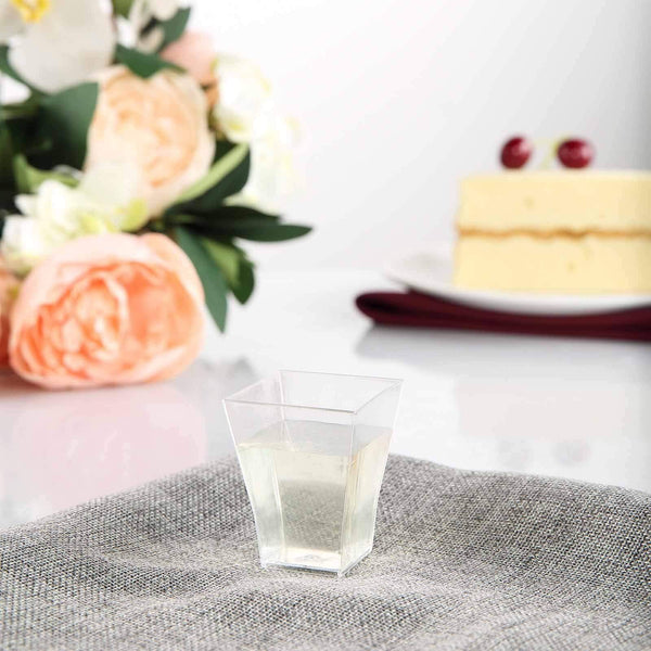 24 pcs 2 oz. Clear Disposable Plastic Square Drink or Dessert Cups Glasses