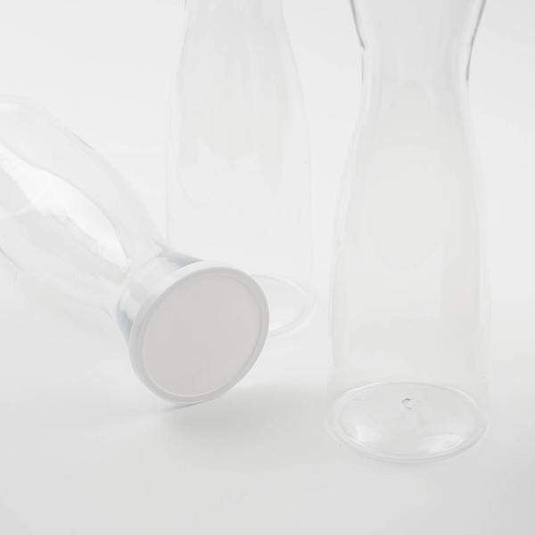 3 Clear 34 oz Plastic Water Carafes with Lids Drink Pitchers