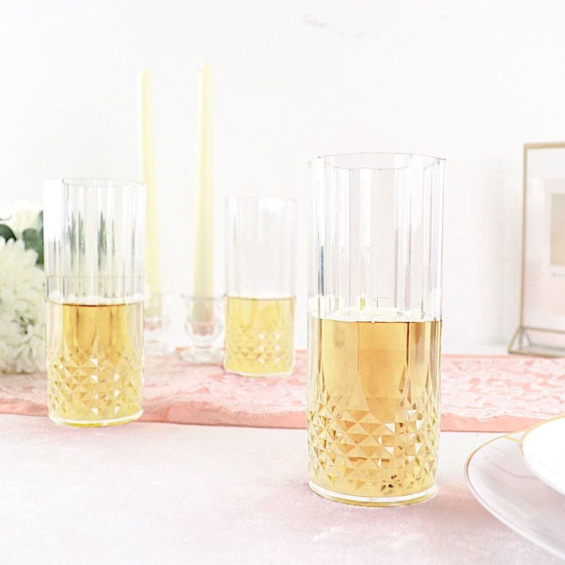 6 Crystal 14 oz Plastic Disposable Drinking Glasses