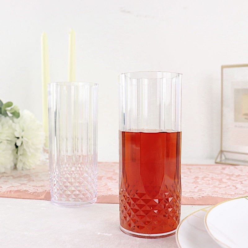6 Crystal 14 oz Plastic Disposable Drinking Glasses