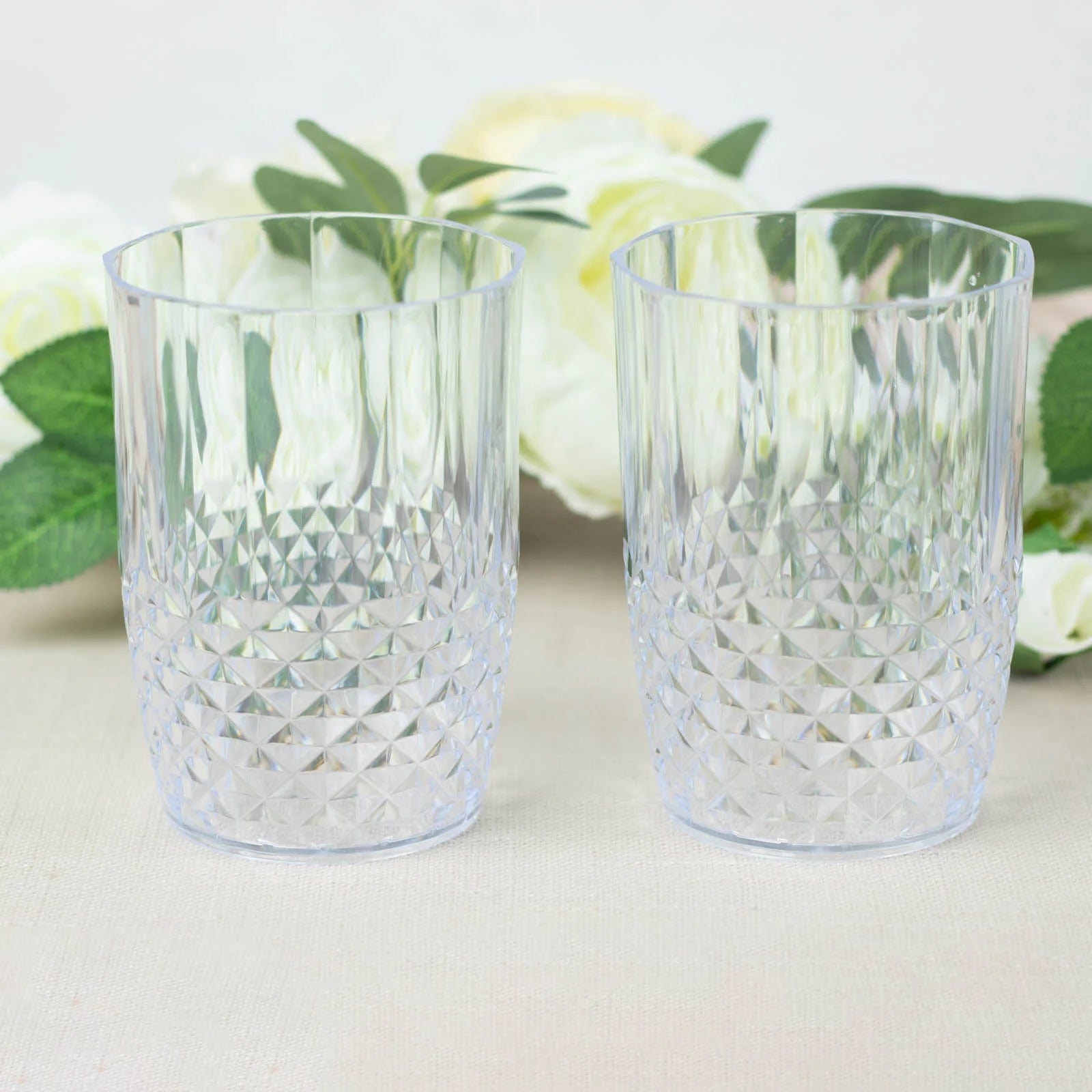 6 Crystal 16 oz Plastic Disposable Drinking Glasses Tumblers