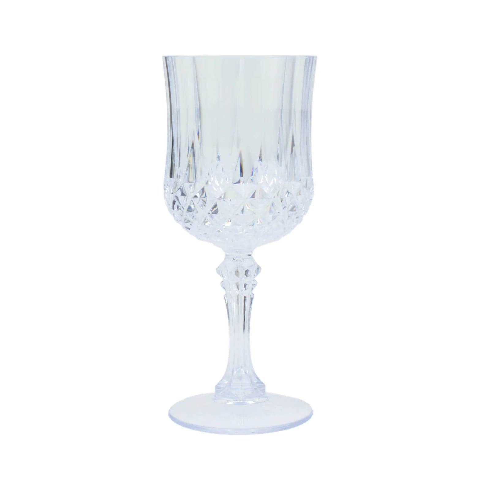 6 Disposable 8 oz Crystal Cut Goblets Plastic Wine Glasses