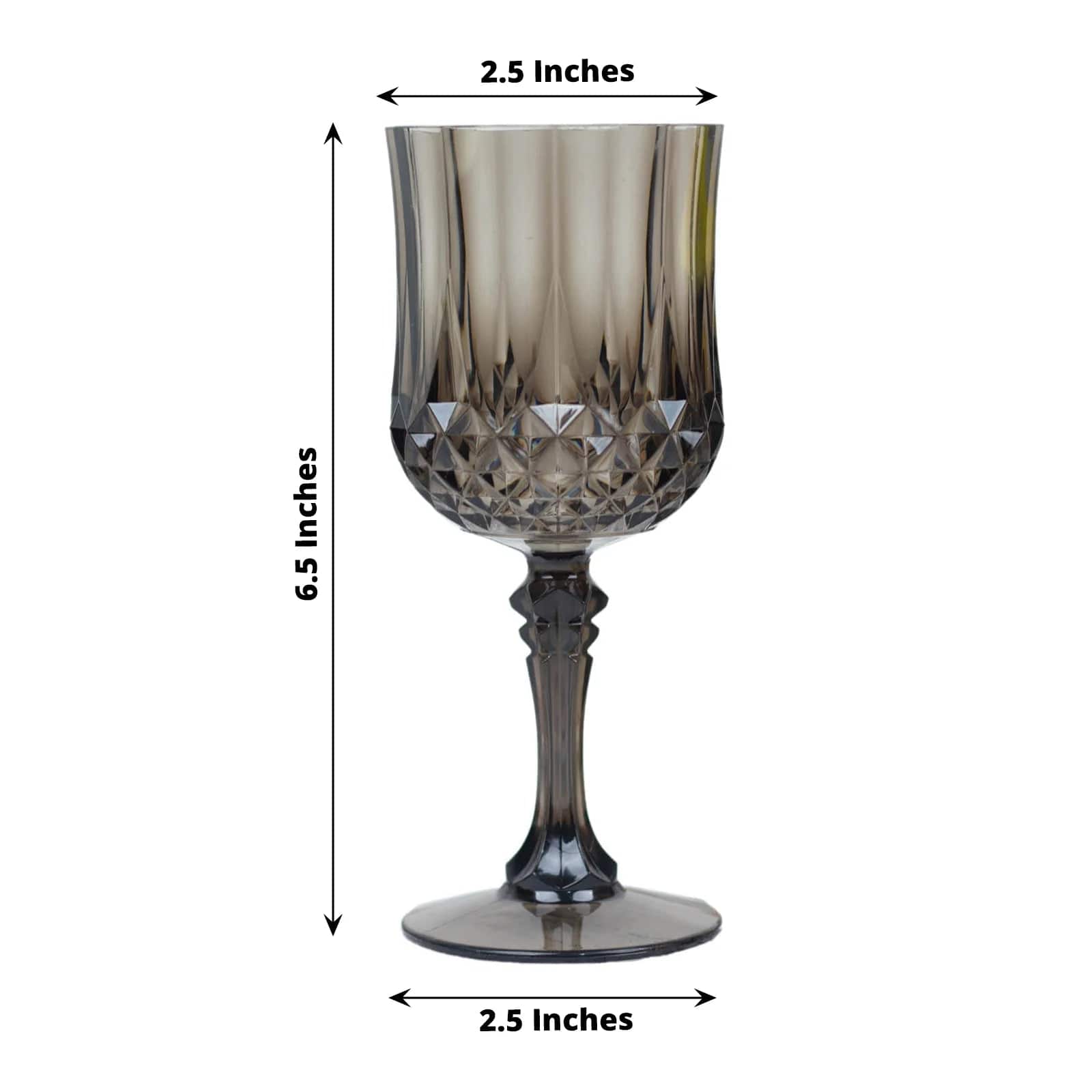6 Disposable 8 oz Crystal Cut Goblets Plastic Wine Glasses