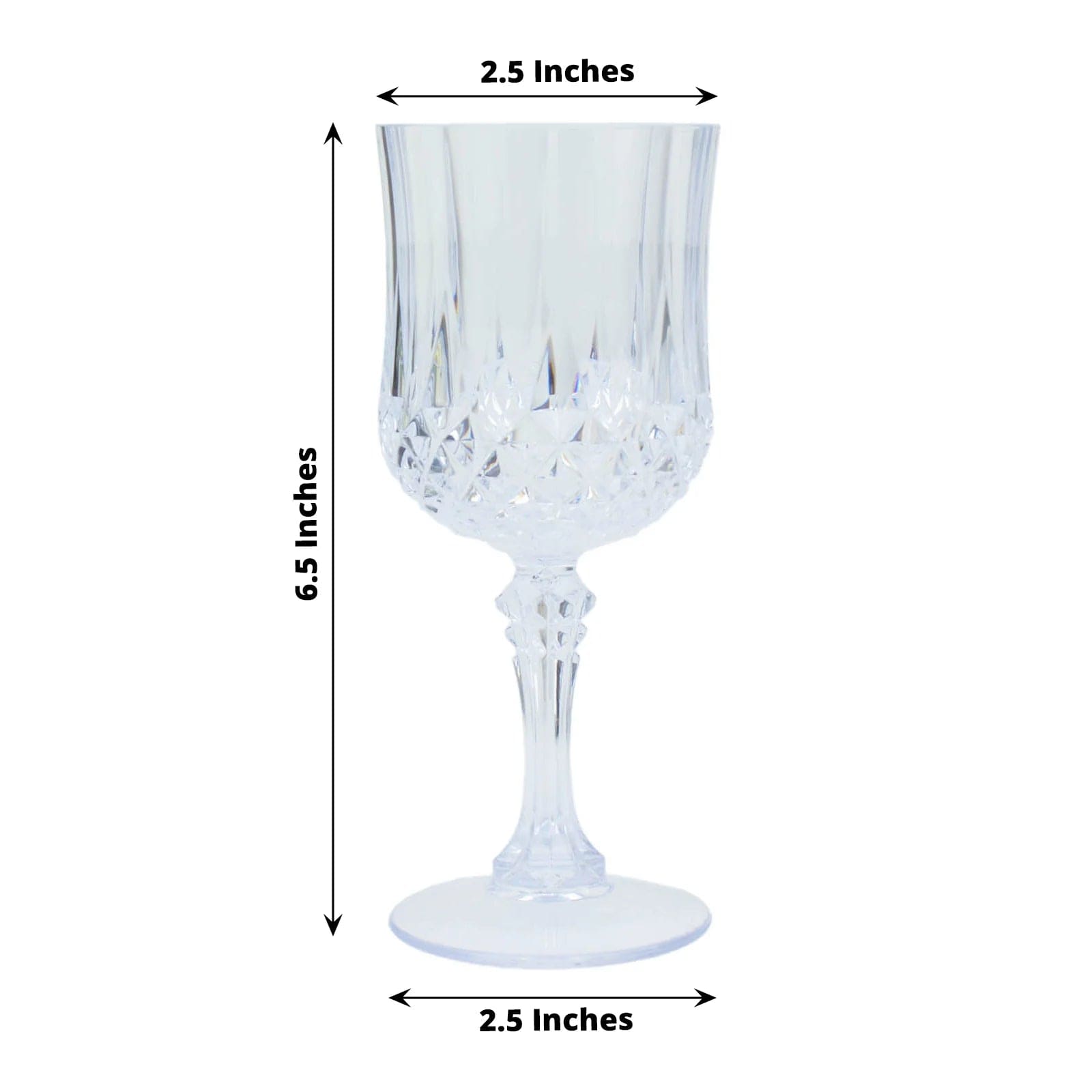 6 Disposable 8 oz Crystal Cut Goblets Plastic Wine Glasses