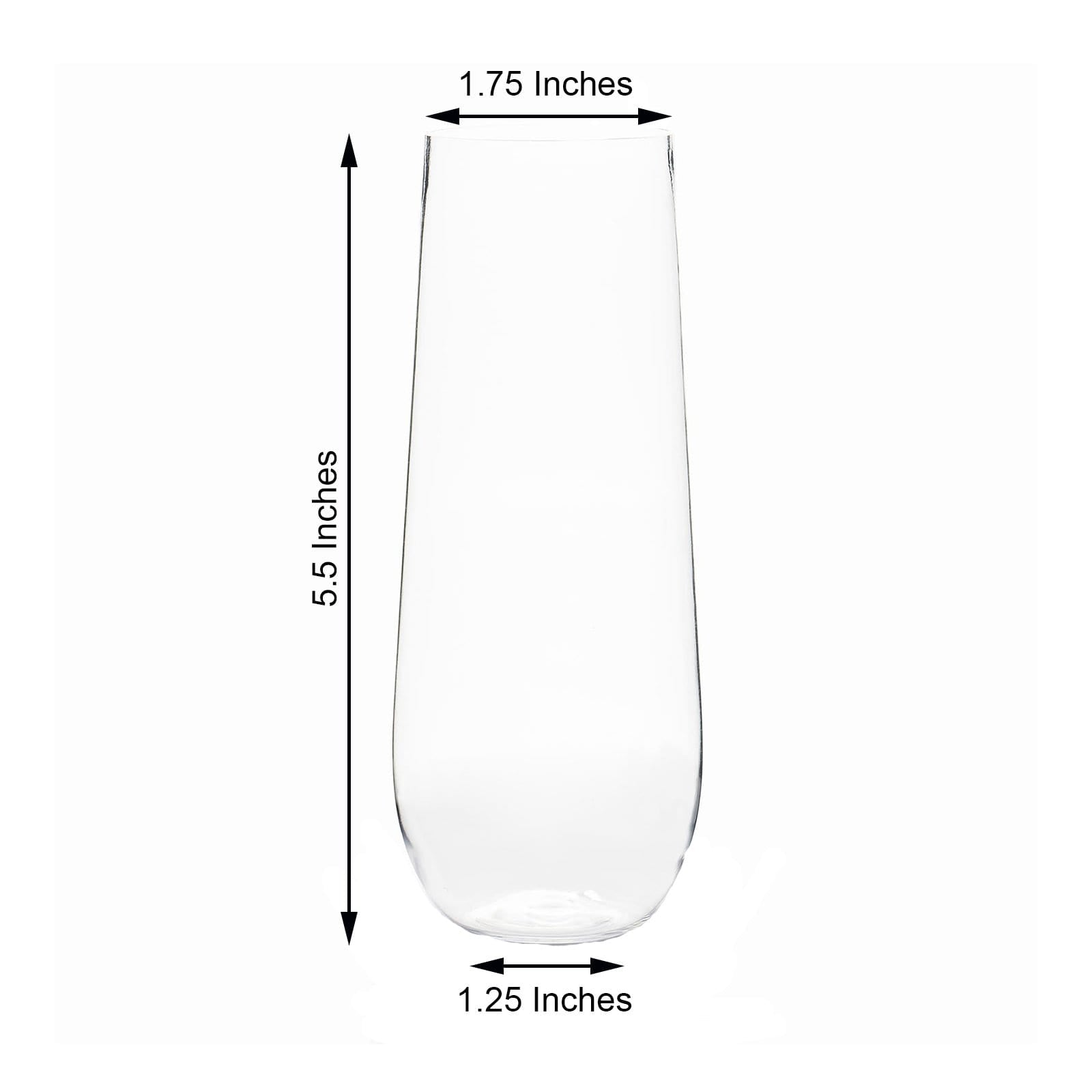 6 pcs 9 oz Clear Disposable Plastic Champagne Stemless Glasses
