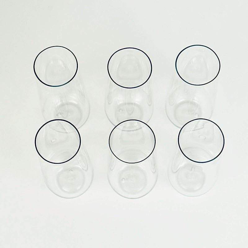 6 pcs 9 oz Clear Disposable Plastic Champagne Stemless Glasses