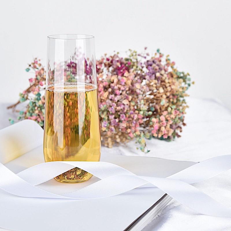6 pcs 9 oz Clear Disposable Plastic Champagne Stemless Glasses
