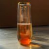6 pcs 9 oz Clear with Gold Rim Disposable Plastic Champagne Stemless Glasses