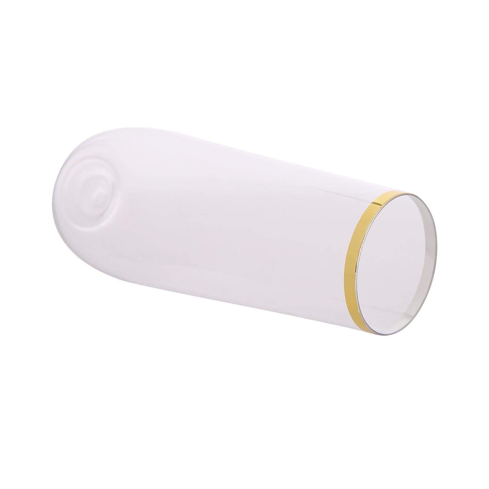 6 pcs 9 oz Clear with Gold Rim Disposable Plastic Champagne Stemless Glasses