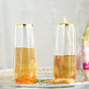 6 pcs 9 oz Clear with Gold Rim Disposable Plastic Champagne Stemless Glasses