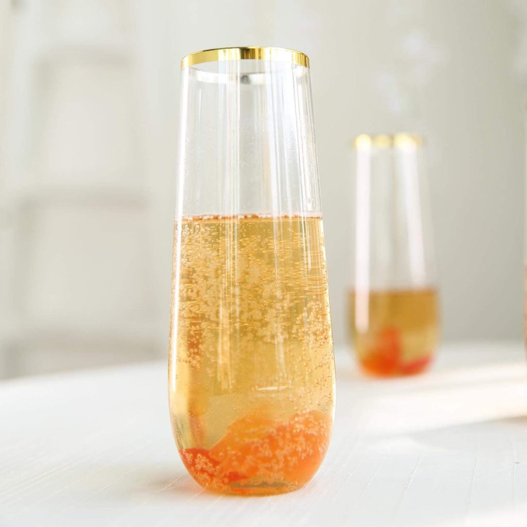 9 oz. Clear Stemless Plastic Champagne Flutes